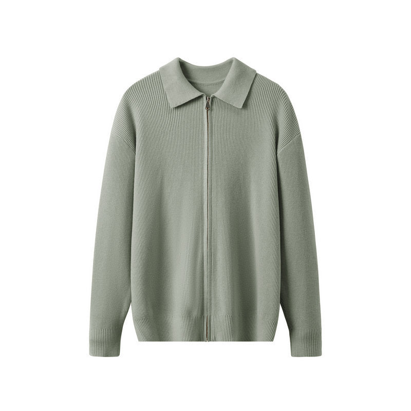 Geneva Zip Cardigan – Ribbed Knit Lapel