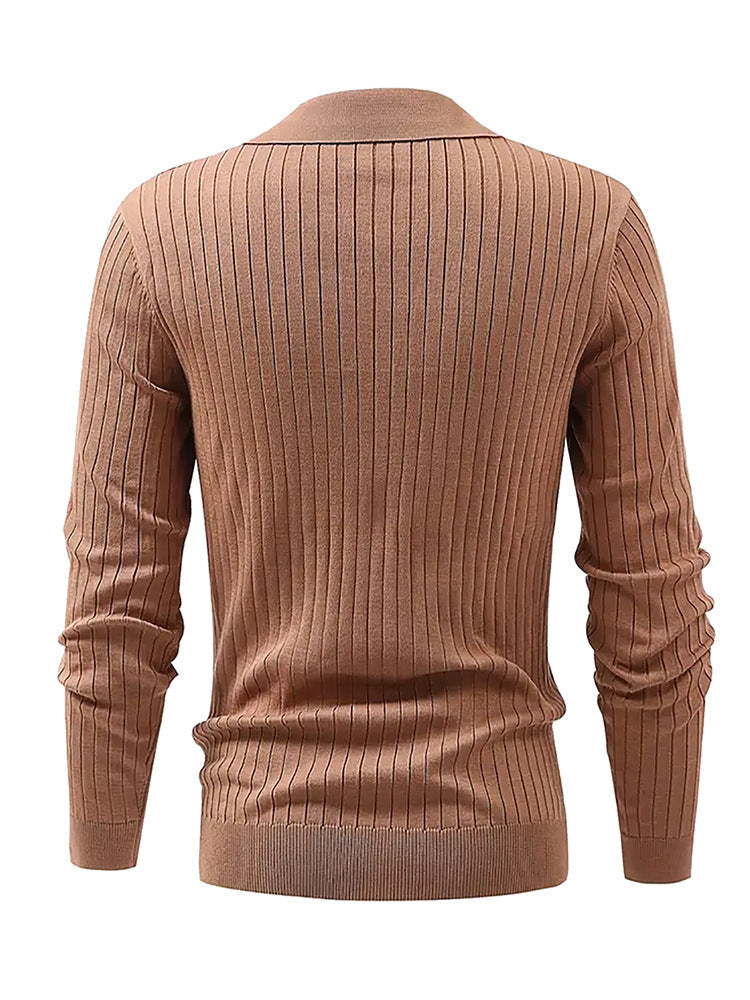 Lapel Texture Stretch Slim Polo Shirt