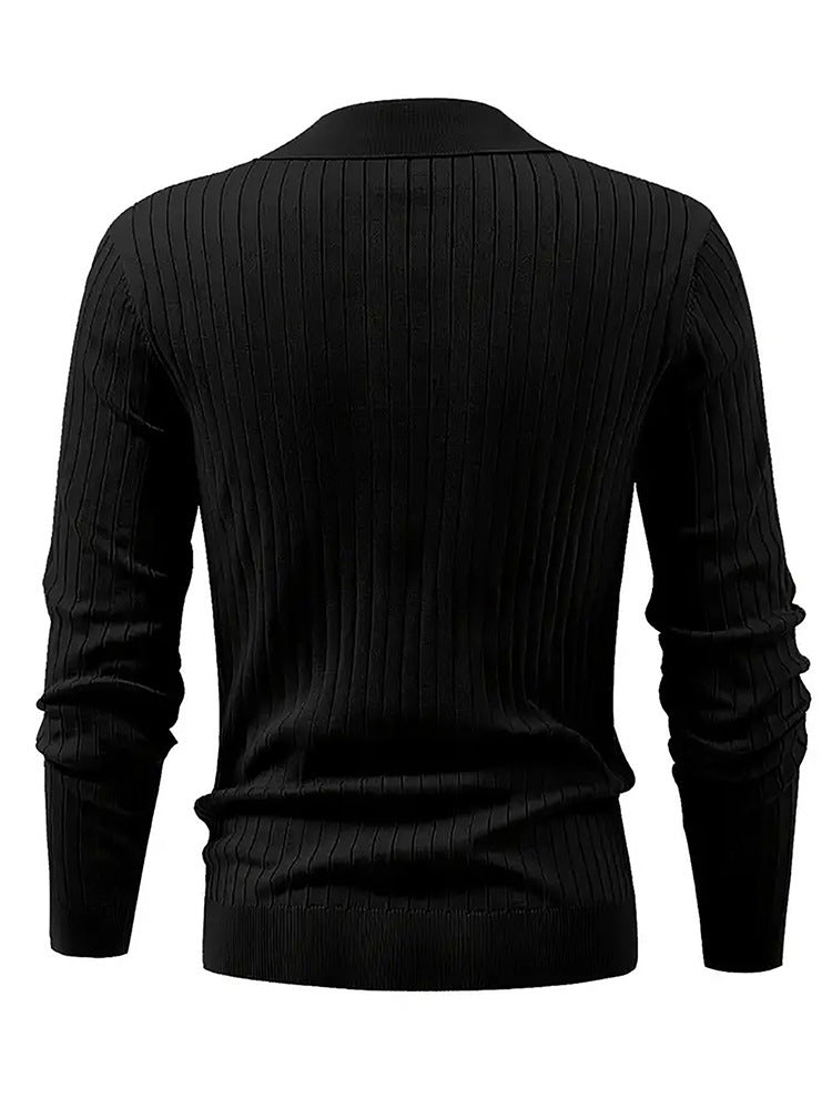 Lapel Texture Stretch Slim Polo Shirt