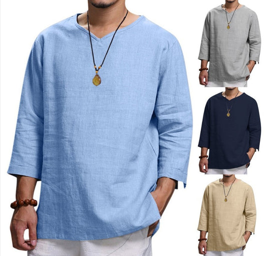 Capri Top – Linen V-Neck Pullover