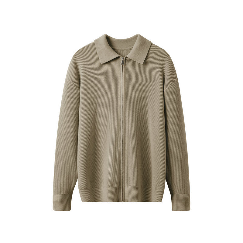 Geneva Zip Cardigan – Ribbed Knit Lapel