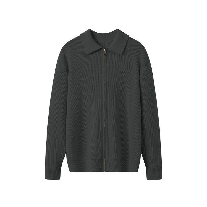 Geneva Zip Cardigan – Ribbed Knit Lapel