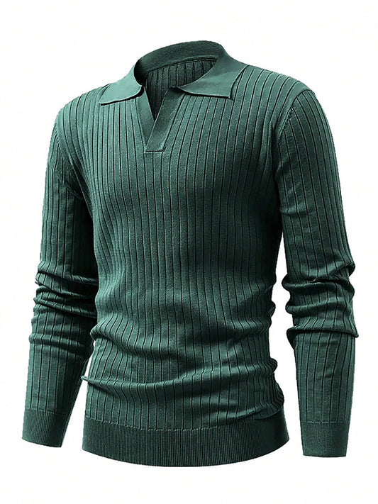 Lapel Texture Stretch Slim Polo Shirt