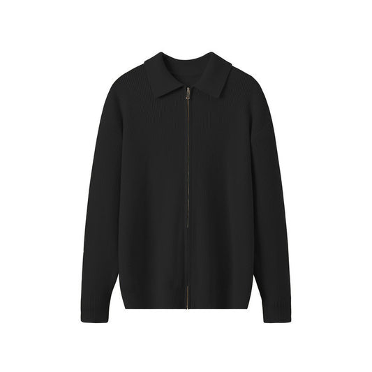 Geneva Zip Cardigan – Ribbed Knit Lapel