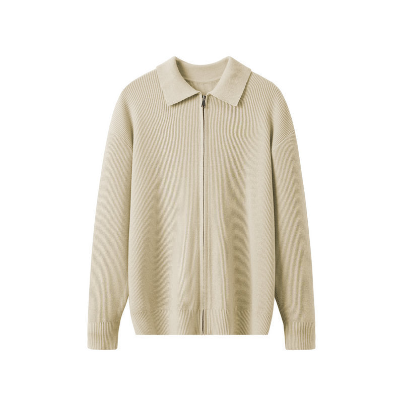Geneva Zip Cardigan – Ribbed Knit Lapel