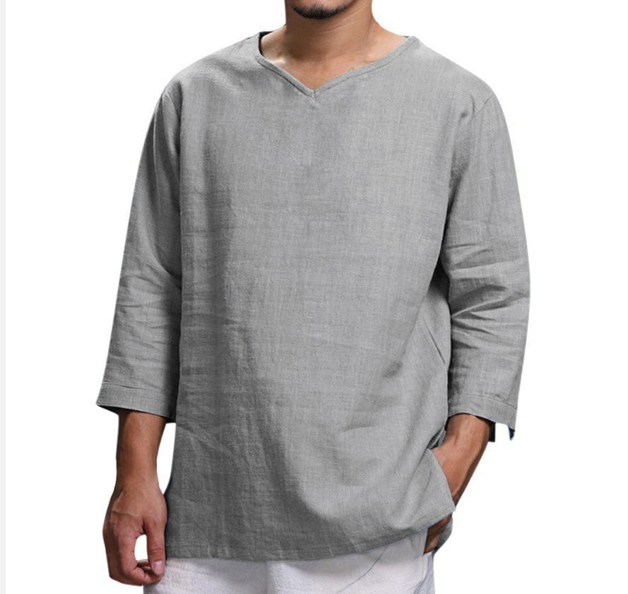 Capri Top – Linen V-Neck Pullover