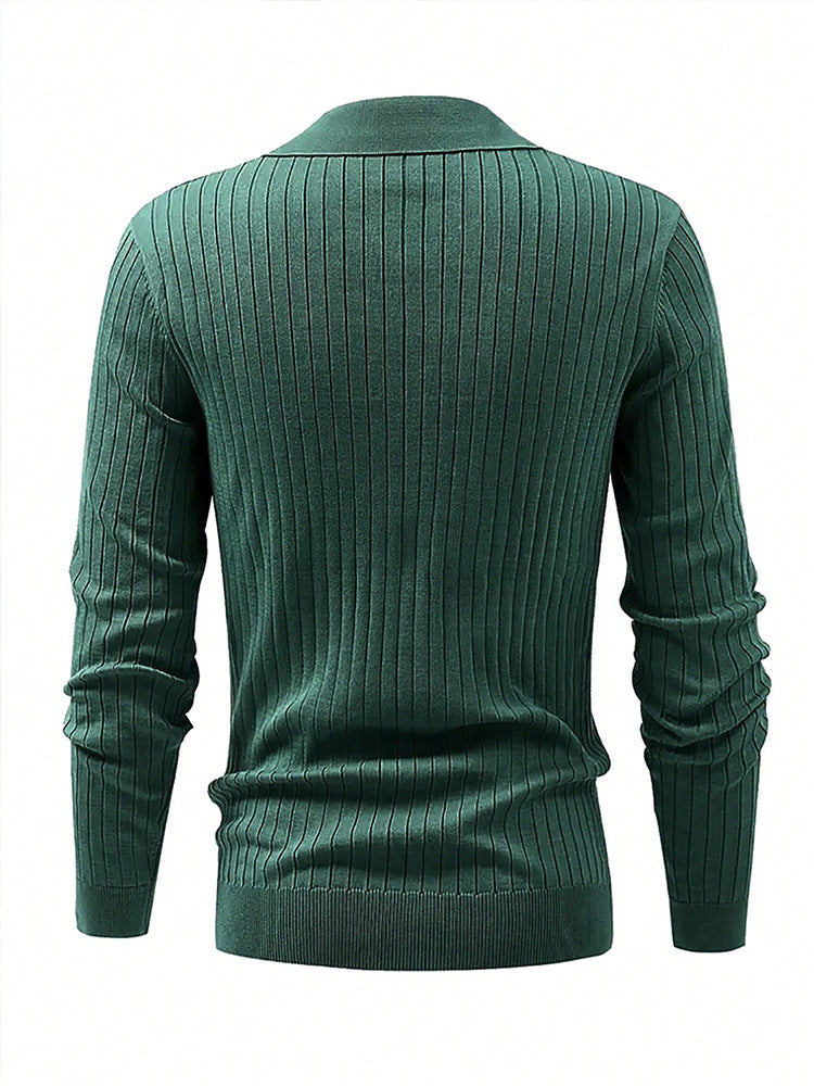 Lapel Texture Stretch Slim Polo Shirt